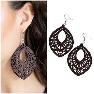 Coachella Gardens - Brown Wood Earrings